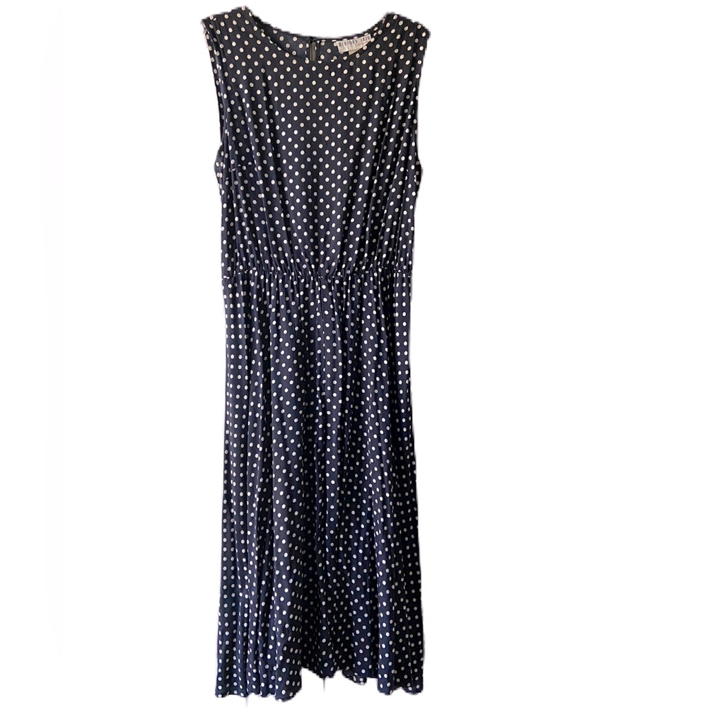 VTG 90s BEDFORD FAIR LIFESTYLES NAVY POLKA DOT DRESS